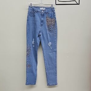 Embellished Denim Women Blue Jeans S
